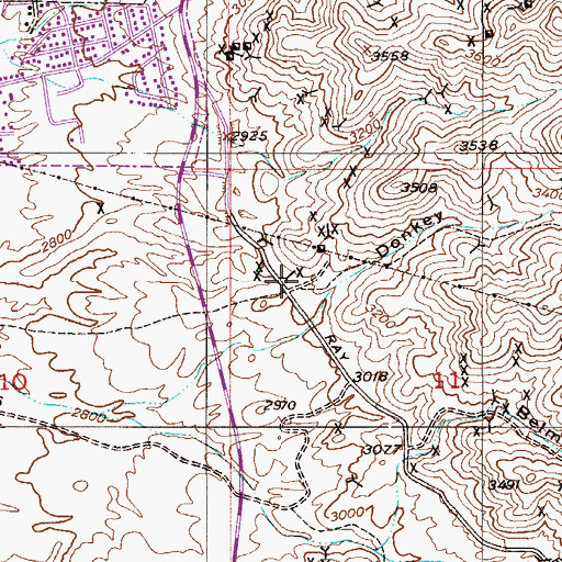 Topographic Map of Donkey Canyon, AZ