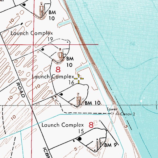 Topographic Map of Launch Complex 16, FL