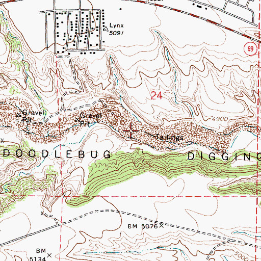Topographic Map of Doodlebug Diggings, AZ