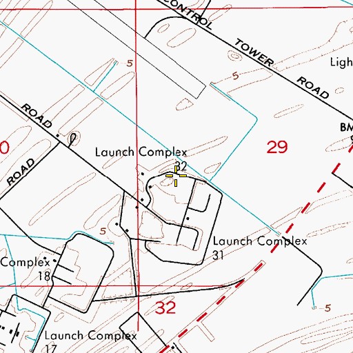 Topographic Map of Launch Complex 32, FL