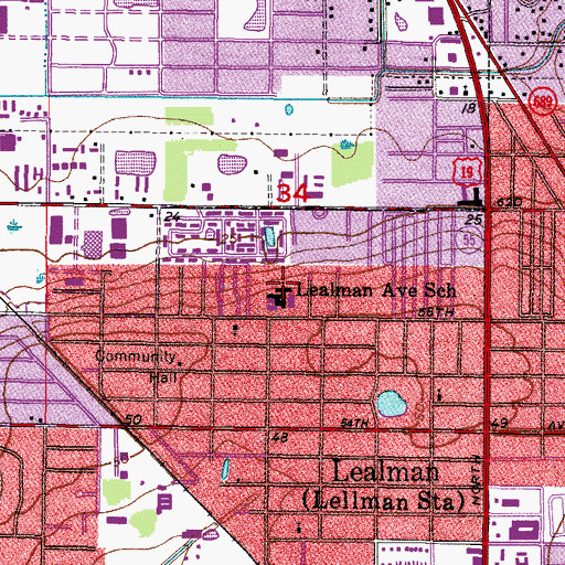 Topographic Map of Lealman Avenue Elementary School, FL