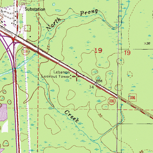 Topographic Map of Lebanon Forestry Site Tower, FL