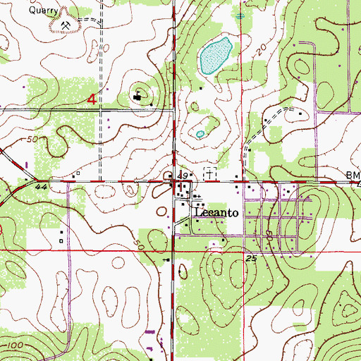 Topographic Map of Lecanto, FL