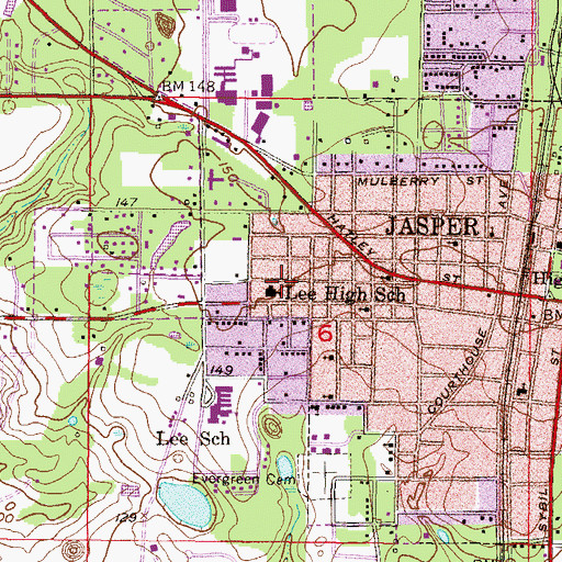 Topographic Map of Lee High School, FL