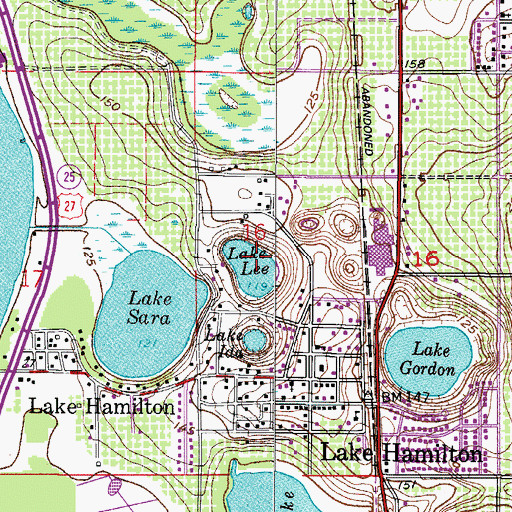 Topographic Map of Lake Lee, FL