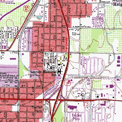 Topographic Map of Lincoln Middle School, FL