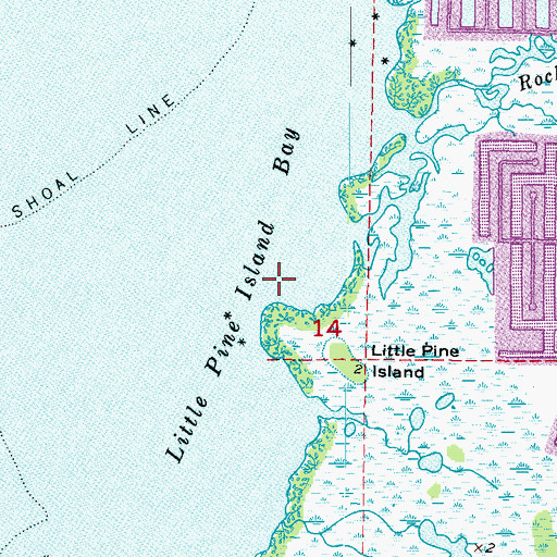 Topographic Map of Little Pine Island Bay, FL