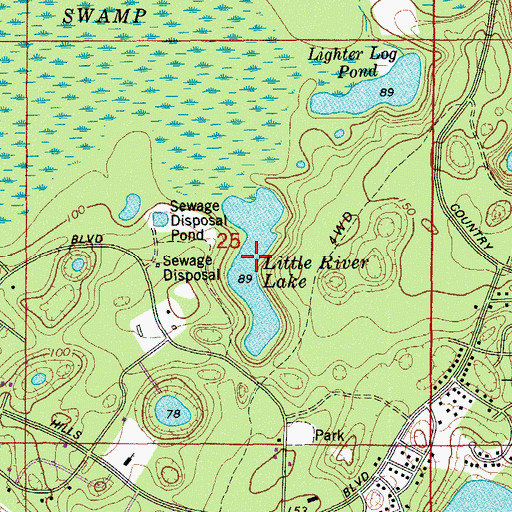 Topographic Map of Little River Lake, FL