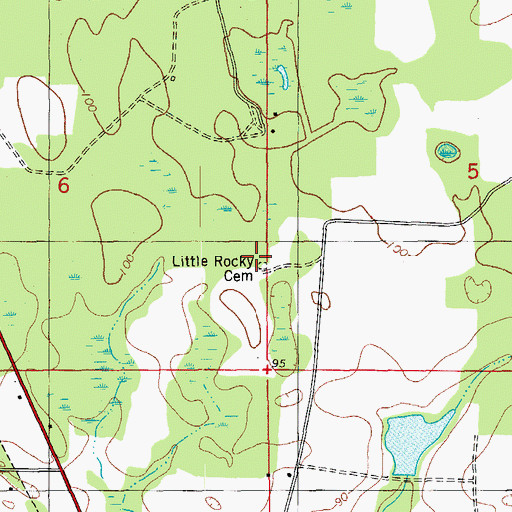 Topographic Map of Little Rocky Cemetery, FL