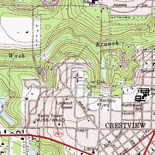 Topographic Map of Live Oak Cemetery, FL