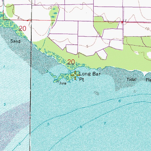 Topographic Map of Long Bar Point, FL