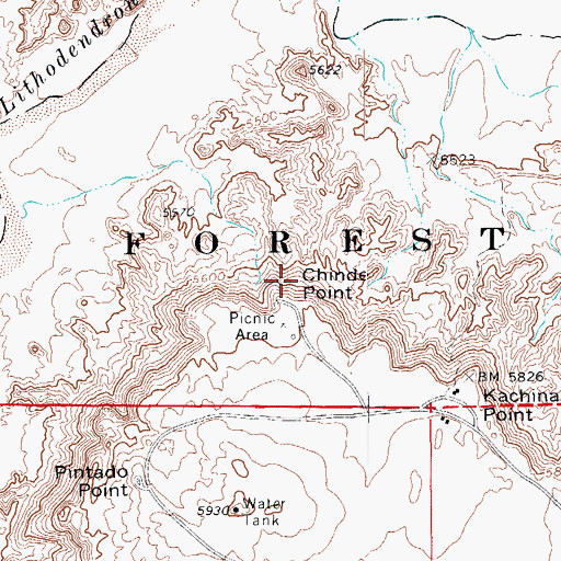 Topographic Map of Chinde Point, AZ