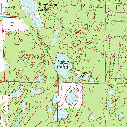Topographic Map of Long Pond, FL