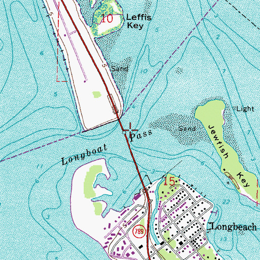 Topographic Map of Longboat Pass, FL