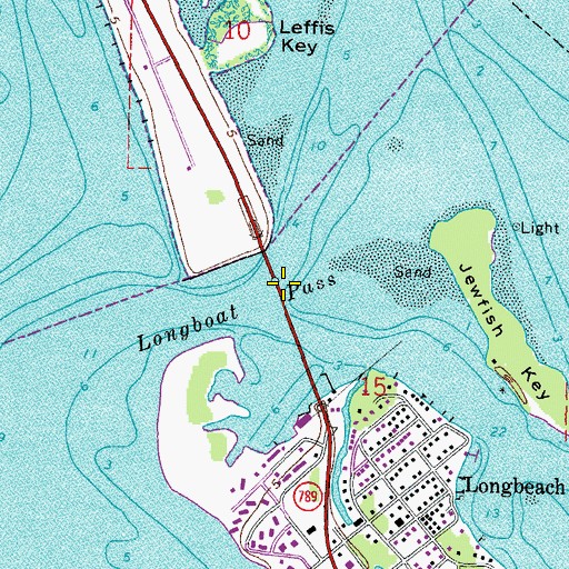 Topographic Map of Longboat Pass, FL