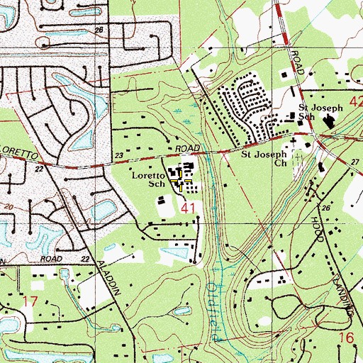 Topographic Map of Loretto Elementary School, FL