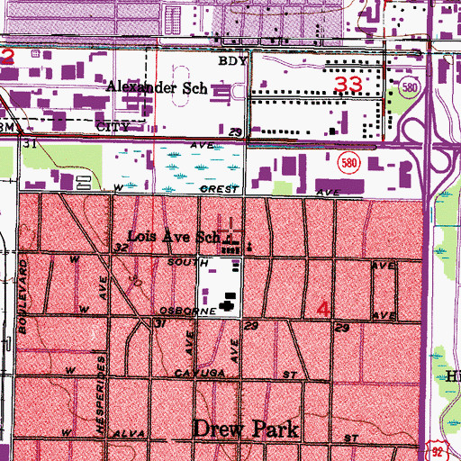 Topographic Map of Louis Avenue School, FL