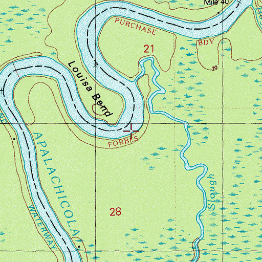 Topographic Map of Louisa Bend, FL