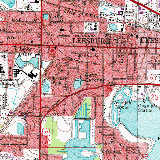Topographic Map of Lake Lucerne, FL