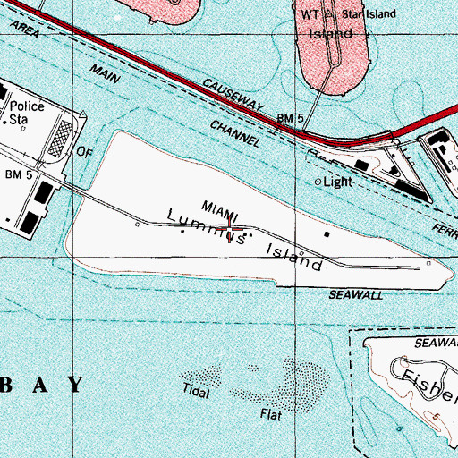 Topographic Map of Lummus Island (historical), FL