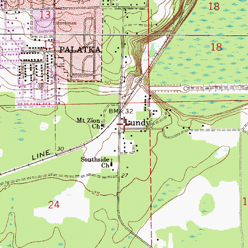 Topographic Map of Lundy, FL