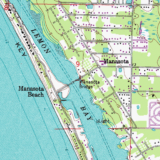 Topographic Map of Manasota Bridge, FL
