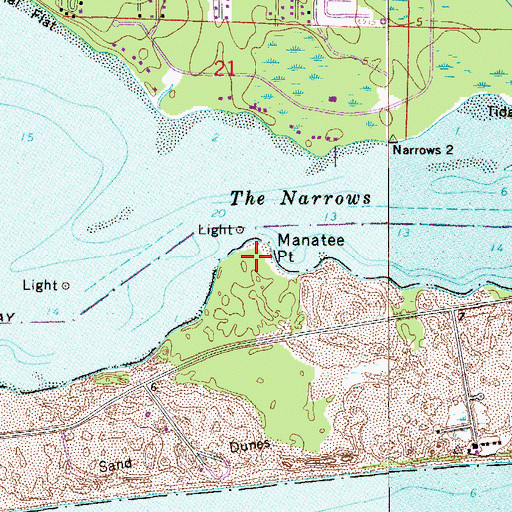 Topographic Map of Manatee Point, FL