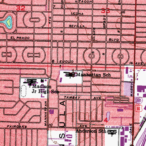 Topographic Map of Manhattan School, FL