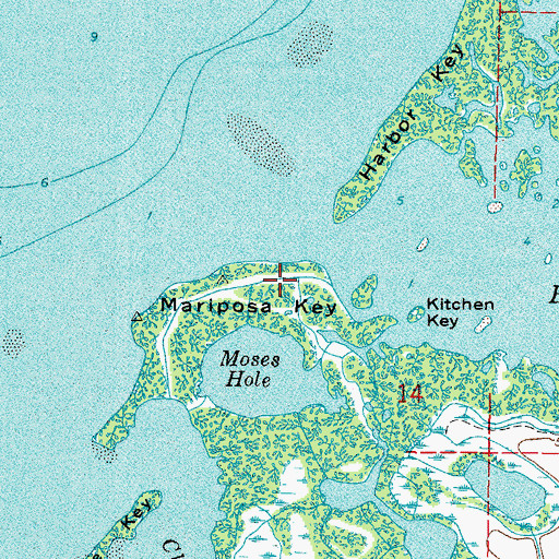 Topographic Map of Mariposa Key, FL