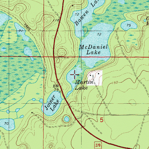 Topographic Map of Martin Lake, FL