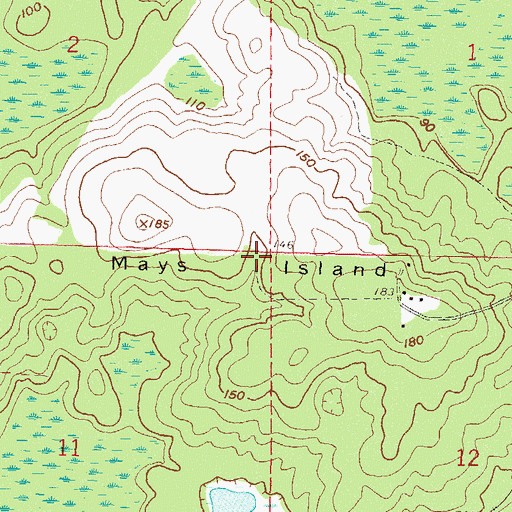 Topographic Map of Mays Island, FL