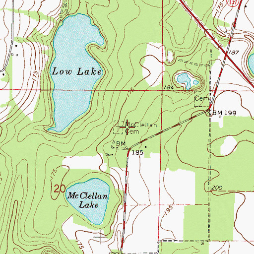 Topographic Map of McClellan Cemetery, FL