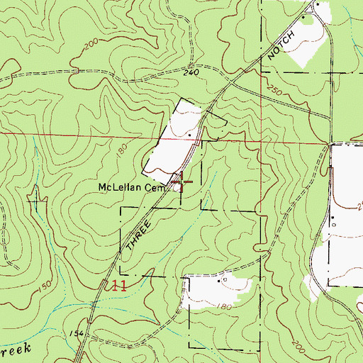 Topographic Map of McLellan Cemetery, FL