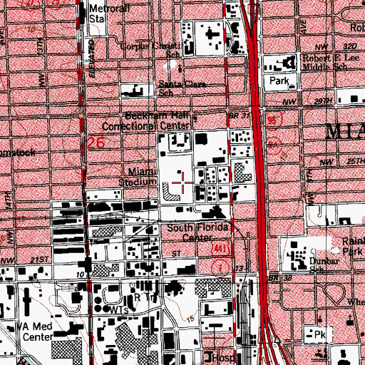 Topographic Map of Miami Stadium, FL