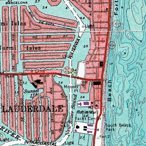 Topographic Map of Middle River, FL