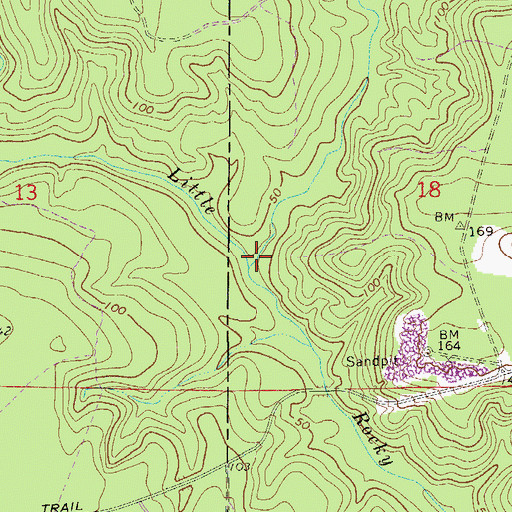 Topographic Map of Middle Rocky Creek, FL