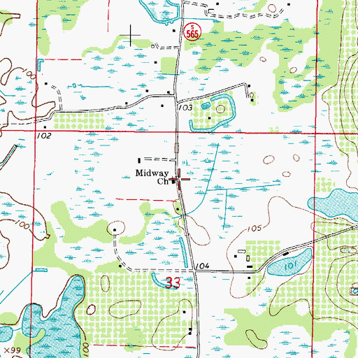 Topographic Map of Midway Missionary Baptist Church, FL