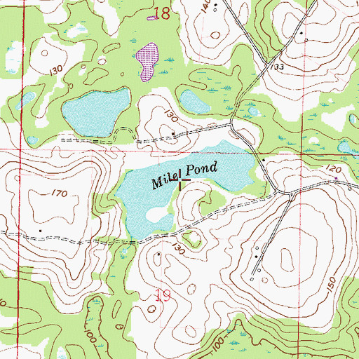 Topographic Map of Mile Pond, FL