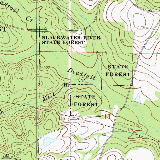 Topographic Map of Mill Branch, FL