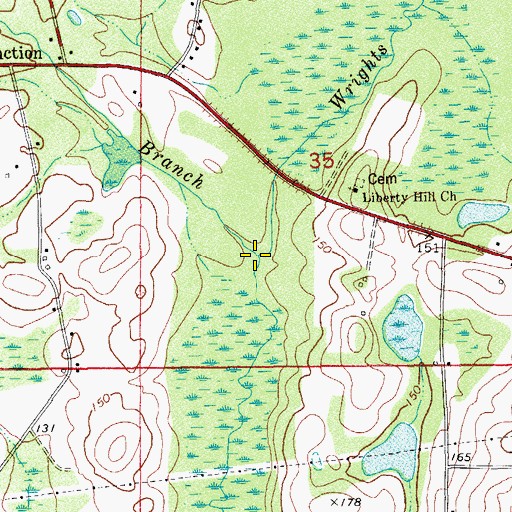 Topographic Map of Mill Branch, FL