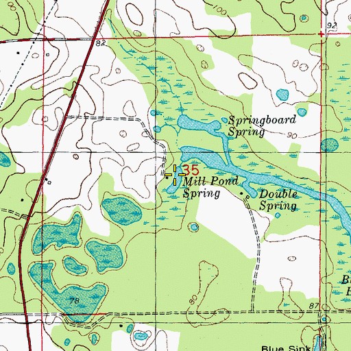 Topographic Map of Mill Pond Spring, FL