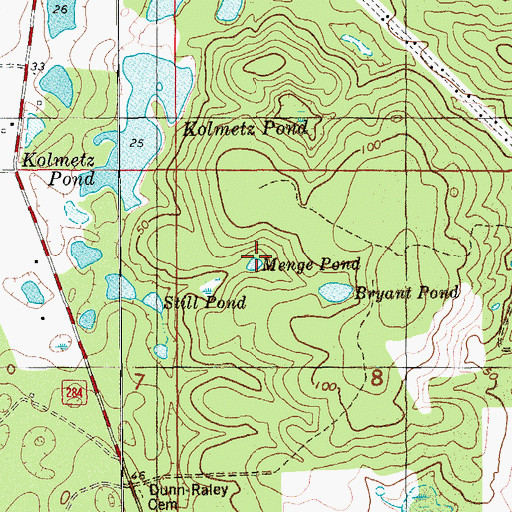 Topographic Map of Menge Pond, FL