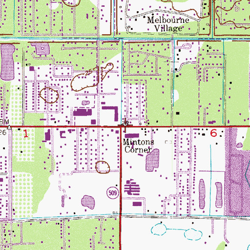 Topographic Map of Mintons Corner, FL