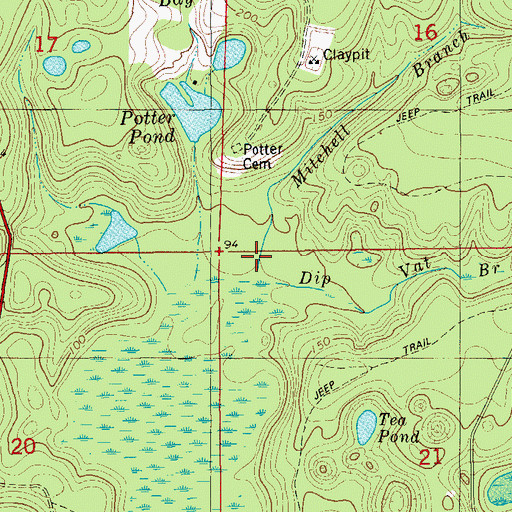 Topographic Map of Mitchell Branch, FL