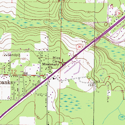 Topographic Map of Fairbanks Cemetery, FL