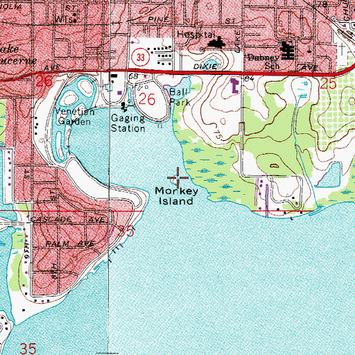Topographic Map of Monkey Island, FL