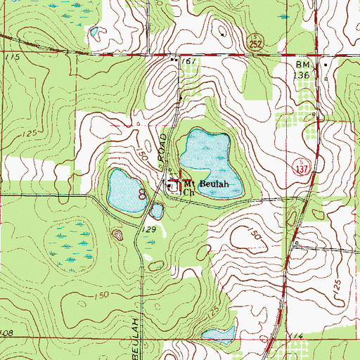 Topographic Map of Mount Beulah Church, FL