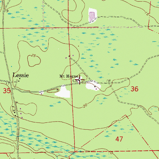 Topographic Map of Mount Horeb Baptist Church, FL