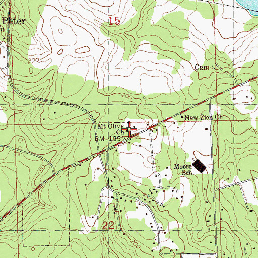 Topographic Map of Mount Olive Church, FL