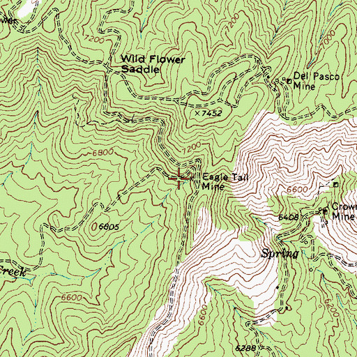 Topographic Map of Eagle Tail Mine, AZ